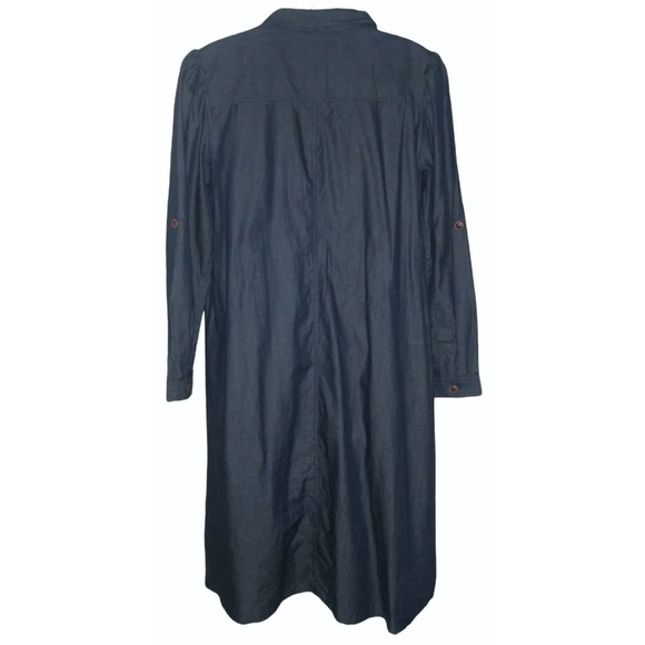 eShakti Dress Chambray Denim Button Down Shirt Custom Duster Minimalist Preppy - Picture 7 of 13